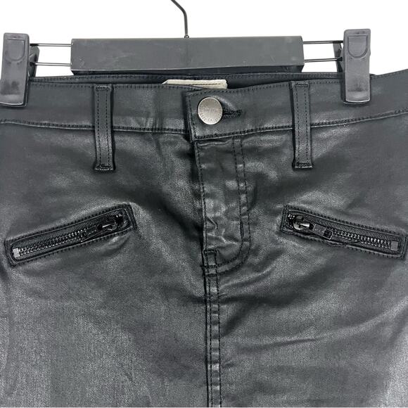 Current/Elliott Soho Zip Skirt Womens 26 Black Coated Pencil Stiletto Biker - Picture 3 of 7